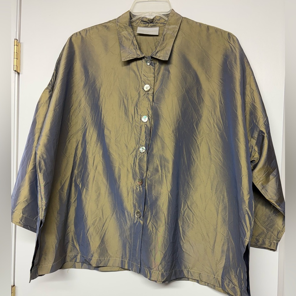 Elegant Olive Green Silk Blouse
